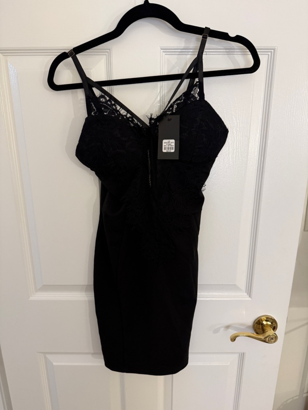 Black Lace Trim Mini Dress